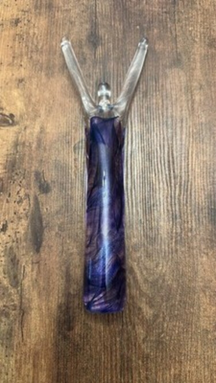 Vintage Hand-Blown Murano Style Purple Art Glass Angel Figurine